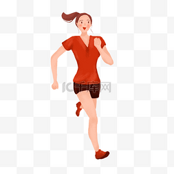 手绘运动跑步健身女子插画