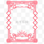 中国风手绘复古简约线框