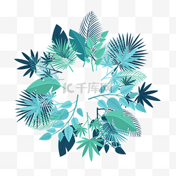 绿色植物花插画图片_夏季热带花朵相关免扣素材