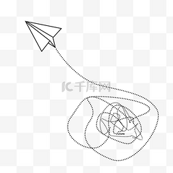 卡通图案玩具图片_黑白创意纸飞机PNG免抠素材