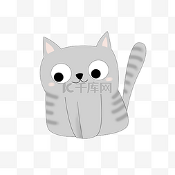 猫咪图片_手绘灰色小猫萌宠