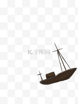 清新手绘黑色帆船装饰元素