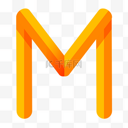 英文m字母图片_卡通橘色立体字母M