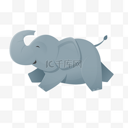 插画灰色的图片_手绘可爱奔跑的开心大象