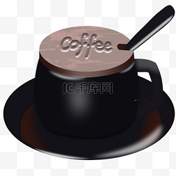 黑色咖啡杯图片_黑色咖啡杯