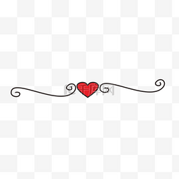 爱心分割线插画图片_红色可爱爱心分割线