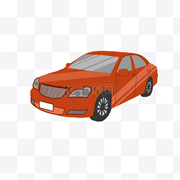 橘红色的小汽车插画