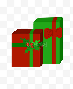 圣诞节礼物盒红色绿色可爱圣诞礼
