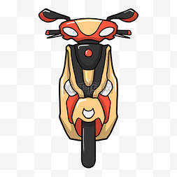 红色拉风两轮摩托车插画