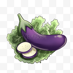 绿菜图片_手绘蔬菜茄子插画