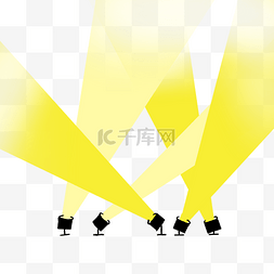 黄色闪耀光束聚光灯