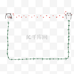 边框红心图片_小熊系列红色笔心可爱边框png图