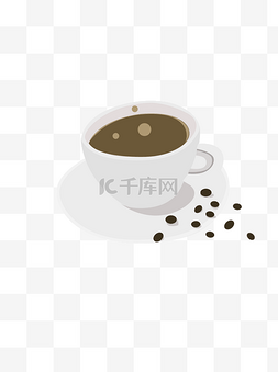 黑咖啡咖啡图片_手绘一杯咖啡和咖啡豆饮料元素