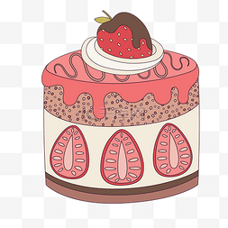 草莓甜品图片_卡通手绘草莓奶油蛋糕