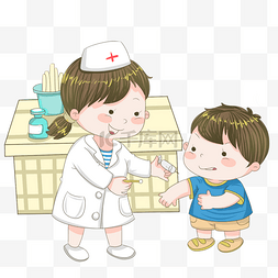 白色护士图片_医疗卡通人物打针插画