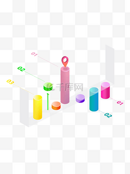 走势图图片_2.5D商务办公商用元素彩色柱状图