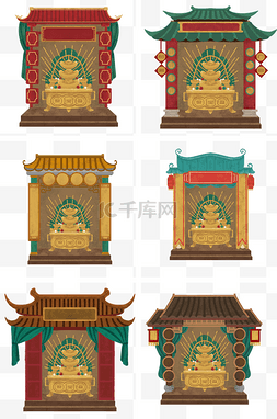 中国风简易元素图片_中国风手绘复古年画元宝框