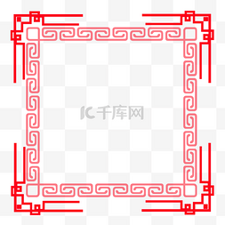 唯美中国风花纹红色边框元素