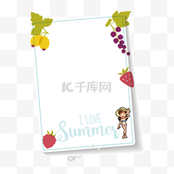 清凉夏日草莓图片_夏季清凉水果边框设计