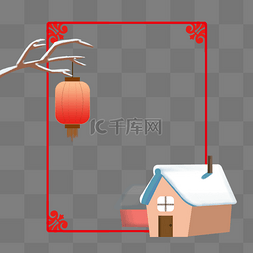 灯笼房子边框中国风边框跨年新年