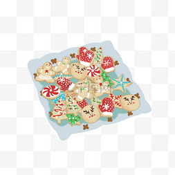 多彩饼干图片_手绘卡通美食素材圣诞姜饼