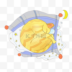 卡通安稳图片_世界睡眠日卡通猫咪睡觉PNG素材
