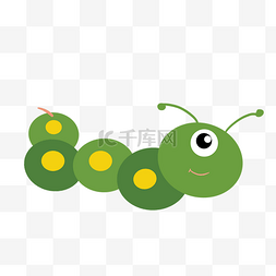 小虫虫图片_卡通手绘绿色的小虫