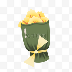 包装花束图片_手绘黄色花朵花束