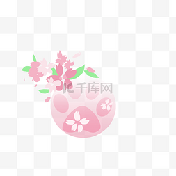 手绘风樱花图片_粉红色樱花猫爪图案