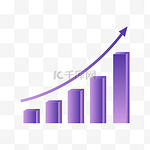 矢量蓝紫色渐变科技风报表曲线柱形图