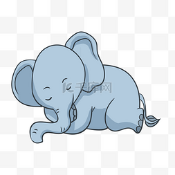 大象睡觉图片_手绘大象睡觉