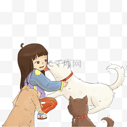 小女孩和小猫咪图片_小女孩和狗