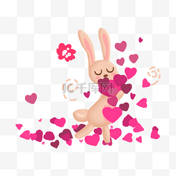 情人节小兔子插画