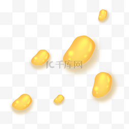 半透明的图片_落在平面上的黄色立体油滴