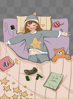 睡觉女孩少女吃蛋糕的红发loli装可爱女孩免抠素材吃苹果的卷发女孩