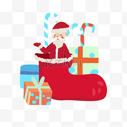 圣诞节礼物袋子图片_圣诞节圣诞老人礼物袋子插画