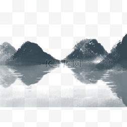 水面背景图片_远山近水山水画水面倒影