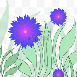 背景装饰发光渐变图片_紫色渐变多层花朵草丛