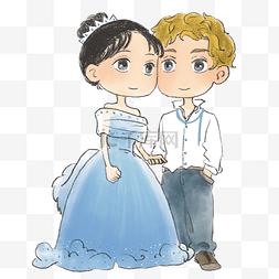 手绘法式婚礼婚纱人物插画