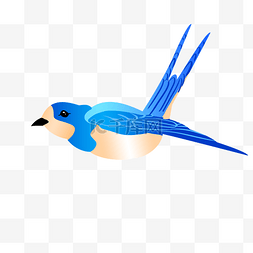 手绘卡通蓝色翅膀图片_蓝色的飞行的小鸟插画