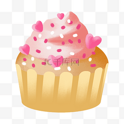 生日纸杯蛋糕图片_手绘甜品甜点美食之粉色桃心纸杯