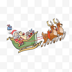 圣诞节飞驰在空中的麋鹿和圣诞老