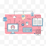 日常粉色扁平风学习PNG信息技术