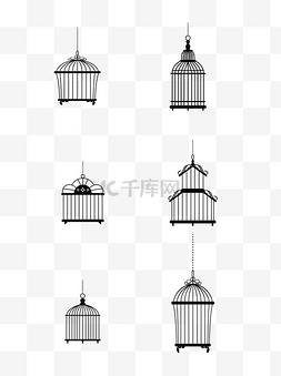鸟笼黑色图片_笼子精致黑色装饰素材设计