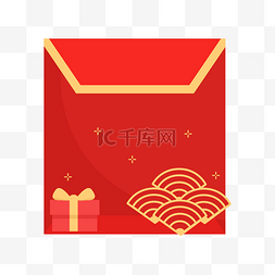 手绘礼物盒红包插画