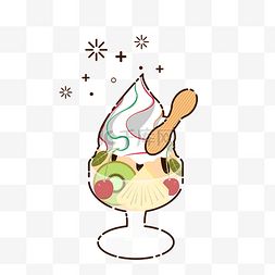 小菠萝菠萝图片_手绘矢量MBE风格水果杯雪糕