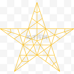 科技感插画素材图片_金色线条科技感五角星