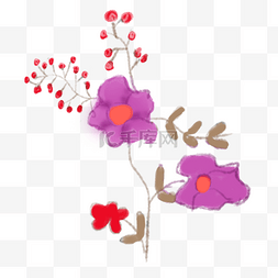 卡通紫色的花朵植物免扣图
