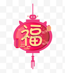 中国风红色新年图片_挂起的春节福字灯笼