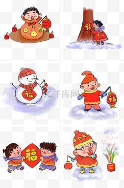 春灯笼图片_手绘众古风复古过新年迎新春年画